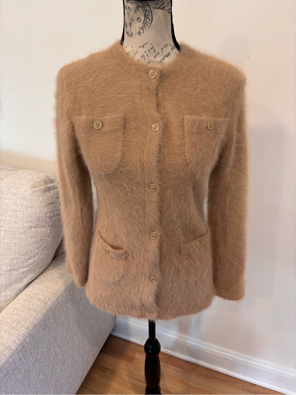 Patty Kim New York fuzzy camel-colored cardigan size XS
